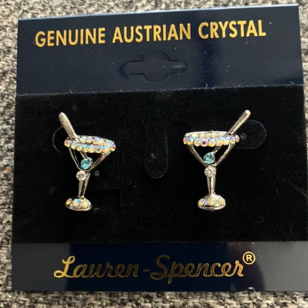 🍀5 for $25 🍀 Lauren Spencer Genuine Austrian Crystal Cocktail Silver Earrings